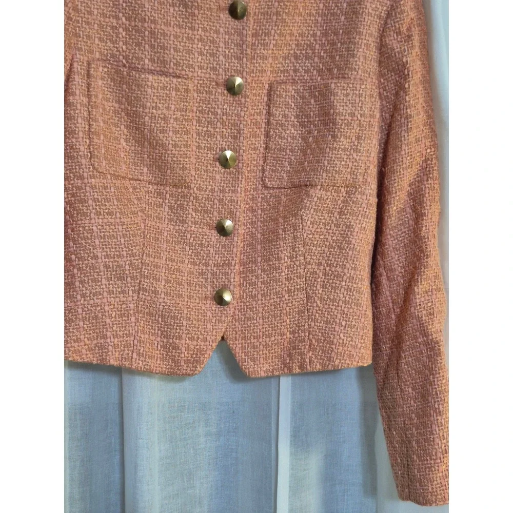 Donna Karan Suit Womens 16 Pink Tweed Jacket Pencil Skirt Professional NWT Retro